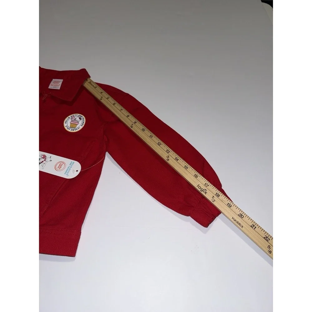 Hello Kitty & Friends Girl XS 4-5 Jacket Red Zip Kids Denim 100% Cotton Gift NWT